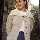 Chloe Cable Knit Cardigan in Light Grey by Indilisi