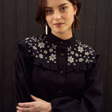 Yuka Ruffle Blouse in Black