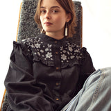 Yuka Ruffle Blouse in Black by Indilisi