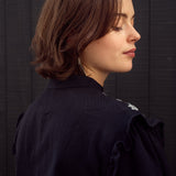 Yuka Ruffle Blouse in Black