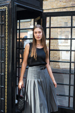 Grey Flannel Pleat Midi Skirt by Albaray