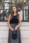 Grey Flannel Pleat Midi Skirt by Albaray