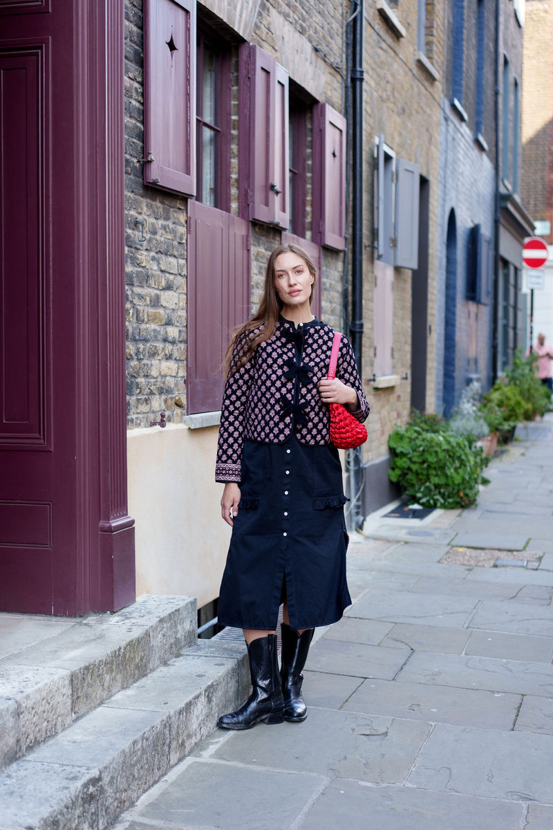 Burgundy Woodblock Tie Jacket by Albaray