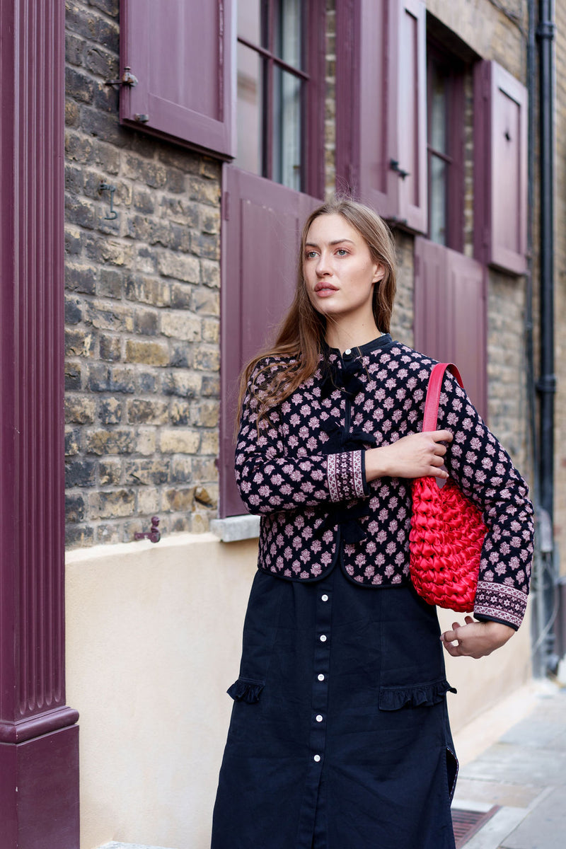 Burgundy Woodblock Tie Jacket by Albaray