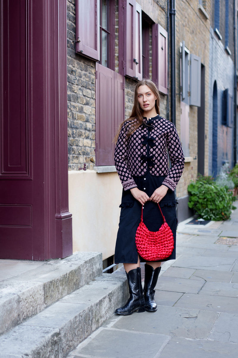 Burgundy Woodblock Tie Jacket by Albaray