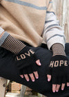 Fingerless Love Hope Gloves in Black and Taupe and Grey by Quinton + Chadwick