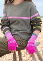 Fingerless Love Hope Gloves in Neon Pink by Quinton + Chadwick