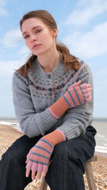 Tuck Stitch Fingerless Gloves in Angel Wing by Quinton + Chadwick