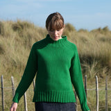 Chunky Swing Sweater with Split Hem in Bright Green