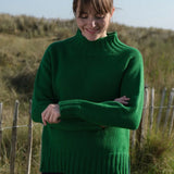Chunky Swing Sweater with Split Hem in Bright Green