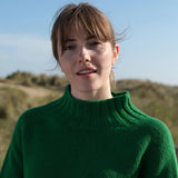 Chunky Swing Sweater with Split Hem in Bright Green