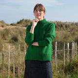 Chunky Swing Sweater with Split Hem in Bright Green