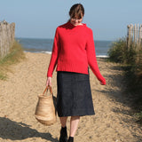 Chunky Swing Sweater with Split Hem in Poppy