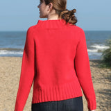 Chunky Swing Sweater with Split Hem in Poppy