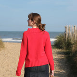Chunky Swing Sweater with Split Hem in Poppy