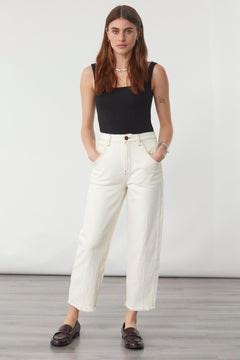 Bo Barrel Leg Jean in Ecru - seventy + mochi