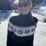 Merino Wool Snowflake Fairisle Polo Neck Jumper