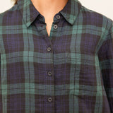 Mel Organic Cotton Checked Shirt in Navy/Green