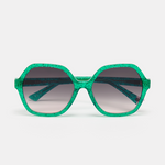 Dolly Large Round Sunglasses Green Glitter by Zoe de Pass Eyewear