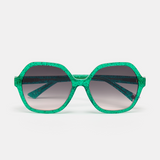 Dolly Large Round Sunglasses Green Glitter by Zoe de Pass Eyewear