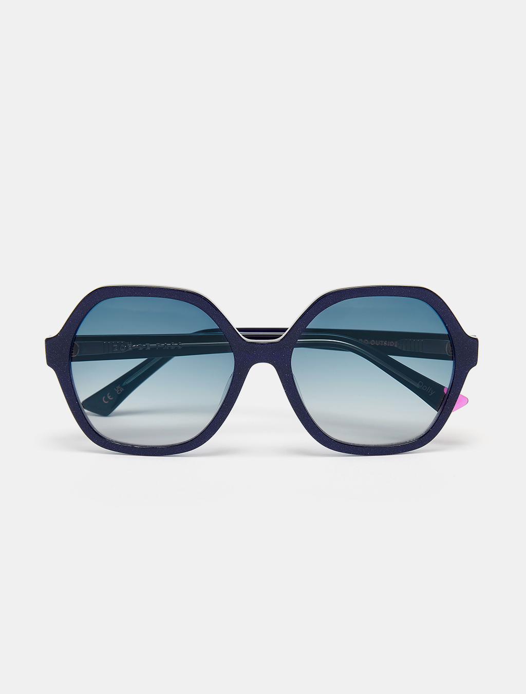 Dolly Large Round Sunglasses Navy Shimmer by Zoe de Pass Eyewear