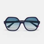 Dolly Large Round Sunglasses Navy Shimmer by Zoe de Pass Eyewear