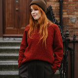 Donegal Merino Wool Sweater in Brick Red