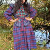 Maisie Red & Blue Tartan Maxi Dress