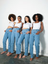 Women's High Waisted Plain Blue Jeans | Sustainable & Recycled | Fanfare