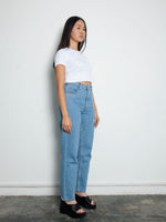 Women's High Waisted Plain Blue Jeans | Sustainable & Recycled | Fanfare