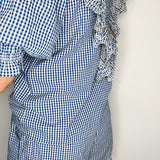 Peggy Broderie Cotton Short in Blue Gingham