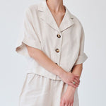 Women's Linen Shirt & Shorts Co-ord Set in Beige | Sustainable | Fanfare