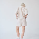 Women's Linen Shirt & Shorts Co-ord Set in Beige | Sustainable | Fanfare