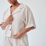 Women's Linen Shirt & Shorts Co-ord Set in Beige | Sustainable | Fanfare