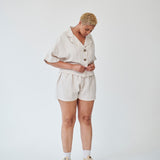 Women's Linen Shirt & Shorts Co-ord Set in Beige | Sustainable | Fanfare