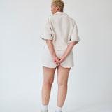 Women's Linen Shirt & Shorts Co-ord Set in Beige | Sustainable | Fanfare