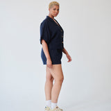 Navy Linen Shorts and Shirt Set
