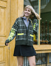 Feminist Killjoy Lambswool Cardigan in Seaweed & Neon Yellow by Black & Beech