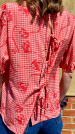 Posey Top in Rose Geo Blooms Print by Katrina & Re