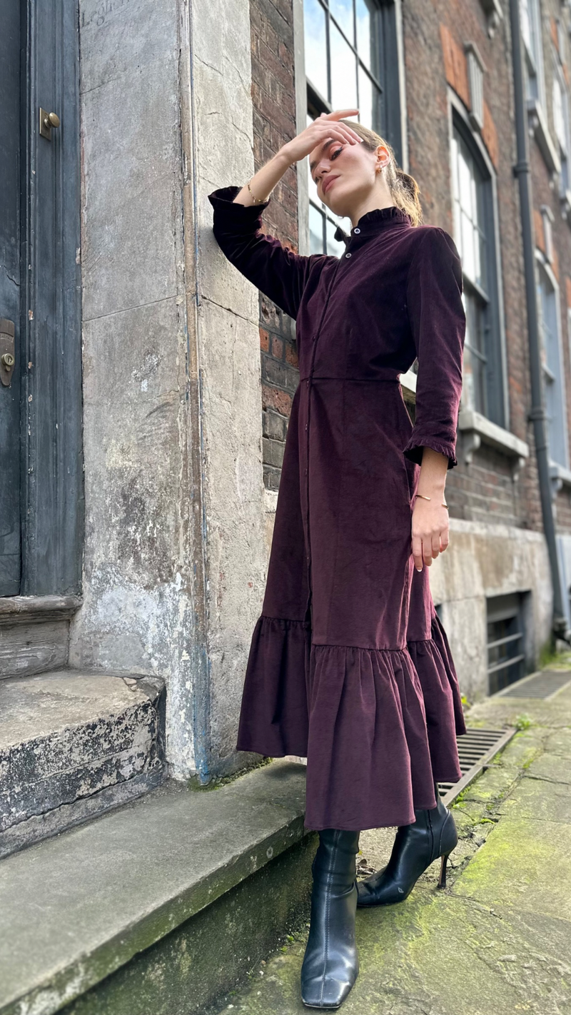 Plum Corduroy Saltaire Shirt Dress by Justine Tabak