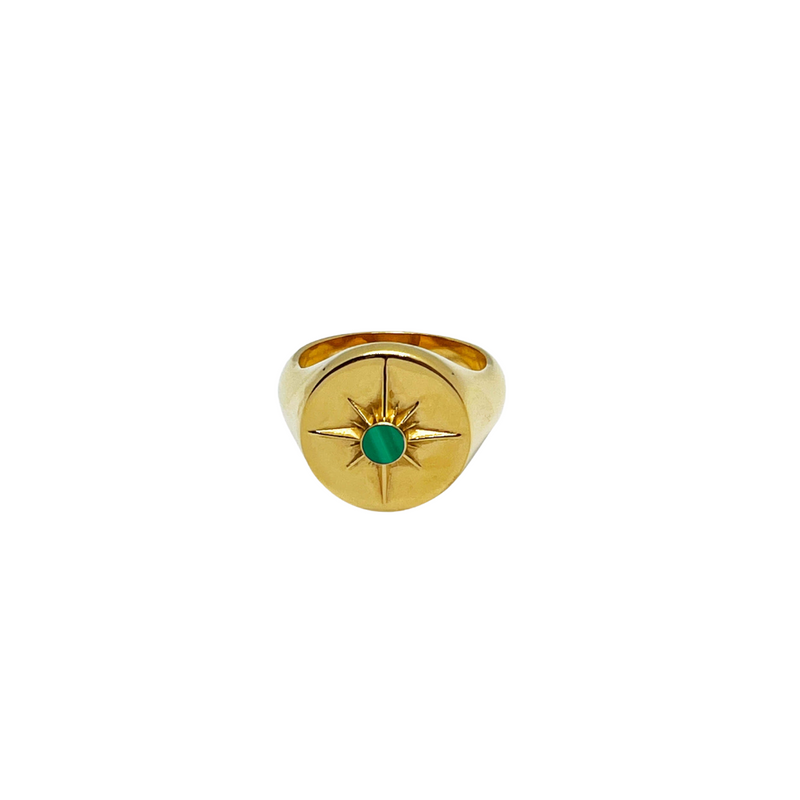 ASTRID RING 18ct Gold Plated - Green Malachite