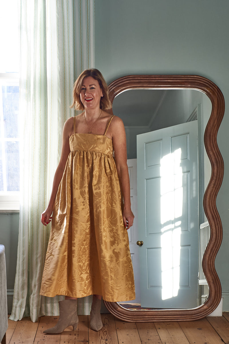 Lyra Gold Jacquard Dress