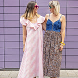 Rita Denim and Leopard Print Maxi Dress