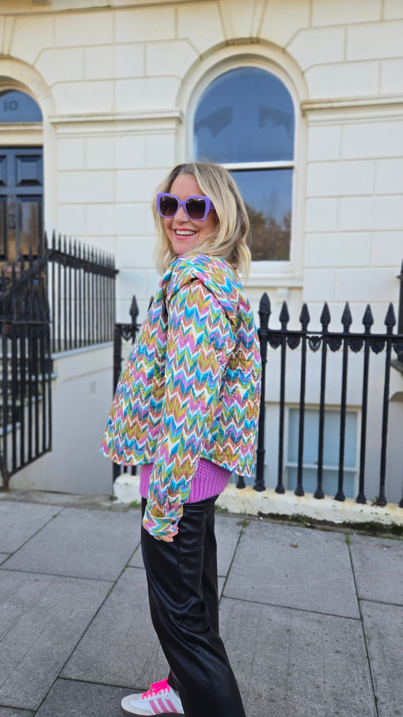 Cici Printed Cotton Quilted Jacket by Raf and Grace