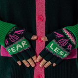 Fearless Fingerless Mittens in Forest Green