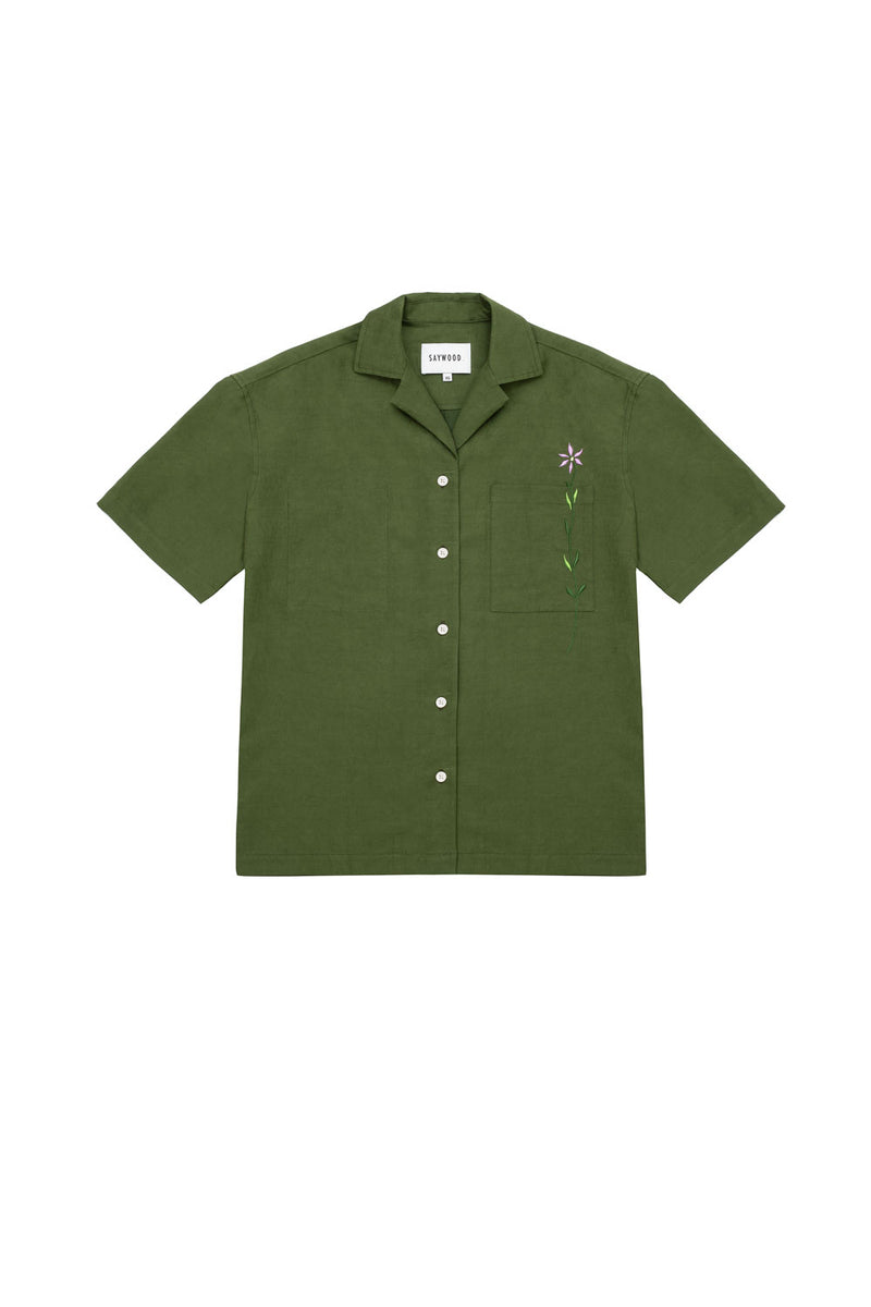 Frances Cuban Shirt in Rich Green by Saywood