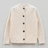 Freyja British Wool Cable Cardigan in Ecru