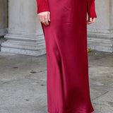 Aldgate Burgundy Satin Maxi Skirt