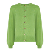 Alpaca Blend Puff Sleeve Cardigan in Green