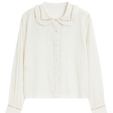 Ivory Mini Frill Shirt with Gold Trim
